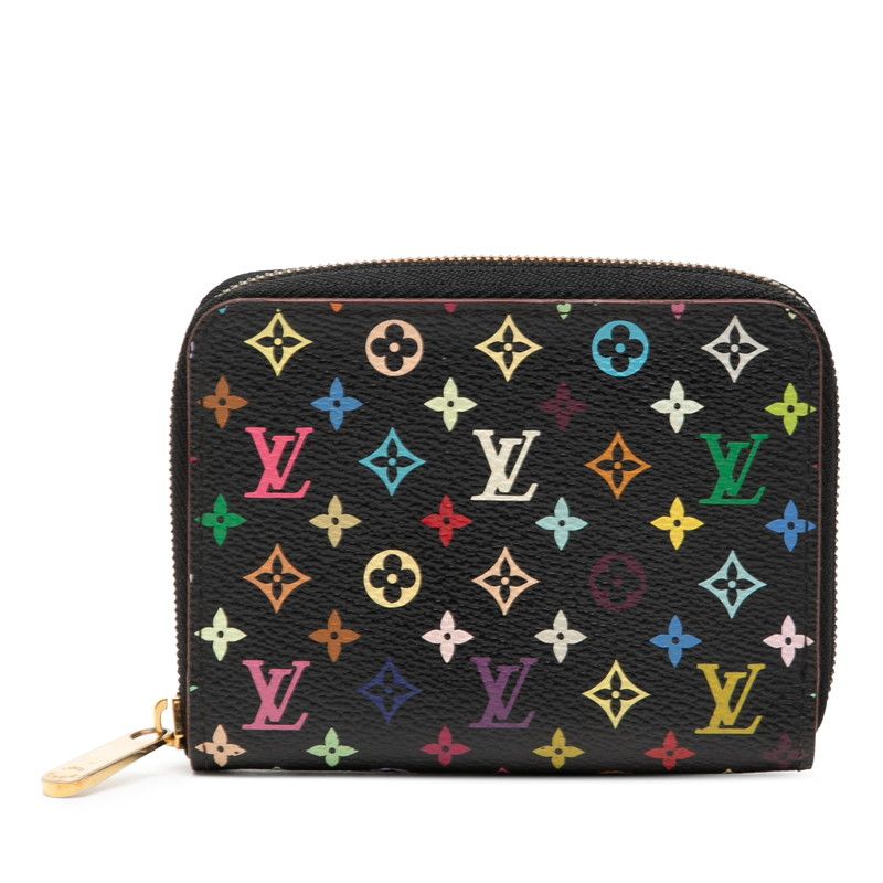 Louis Vuitton Monogram Multicolor Zippy Coin Purse Zip Around Case Black