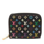Louis Vuitton Monogram Multicolor Zippy Coin Purse Zip Around Case Black