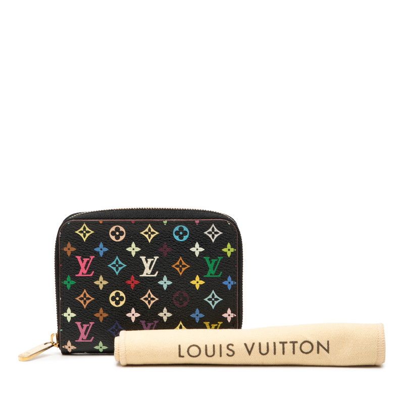 Louis Vuitton Monogram Multicolor Zippy Coin Purse Zip Around Case Black — view 7