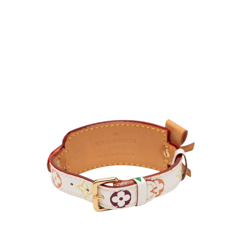 Louis Vuitton Monogram Multicolor Bracelet Porto a Dos les White Leather — view 3