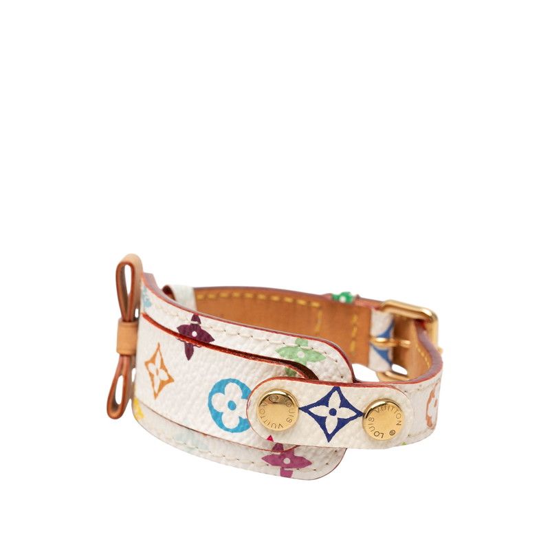 Louis Vuitton Monogram Multicolor Bracelet Porto a Dos les White Leather — view 2