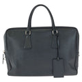 Prada Saffiano Black Silver Leather Business Briefcase