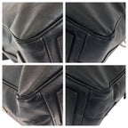 Prada Saffiano Black Silver Leather Business Briefcase — view 3