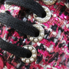 Chanel Tweed Low Cut Sneakers with Sequins and Pearl Pink Black — view 7