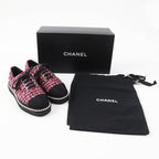 Chanel Tweed Low Cut Sneakers with Sequins and Pearl Pink Black — view 2