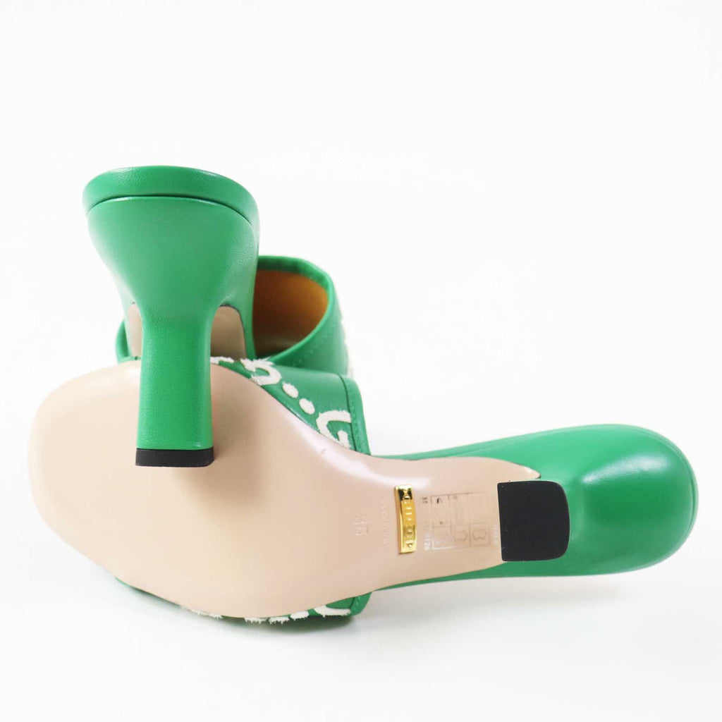 Gucci Adidas Leather GG Logo Mules Green/white — view 4