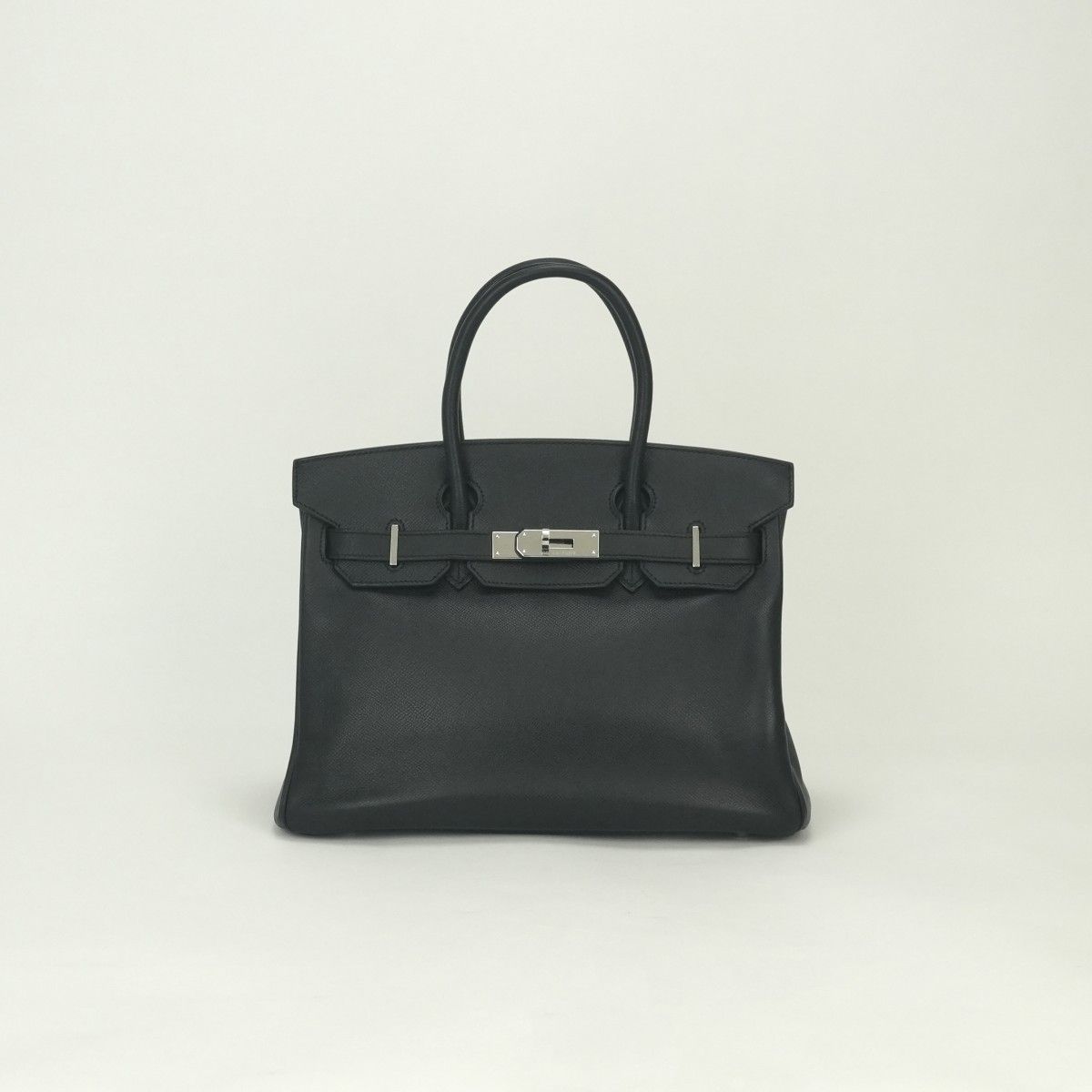 Hermes Birkin 30 Tote Epsom Noir Black Silver Veau