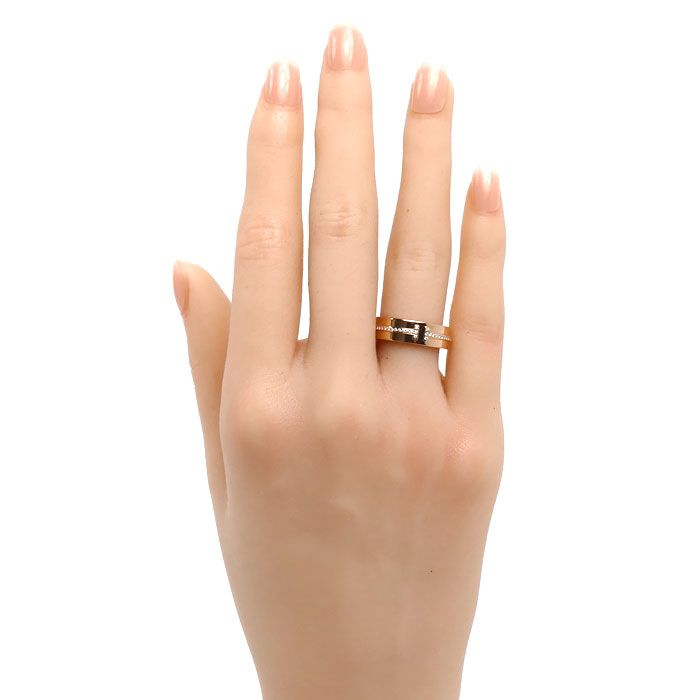 Tiffany & Co 18k Pink Gold T Two Narrow Wide Ring Diamond — view 7
