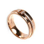 Tiffany & Co 18k Pink Gold T Two Narrow Wide Ring Diamond — view 2