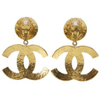 Chanel CC Logo Quilted Vintage Gold Plated Earrings — view 3