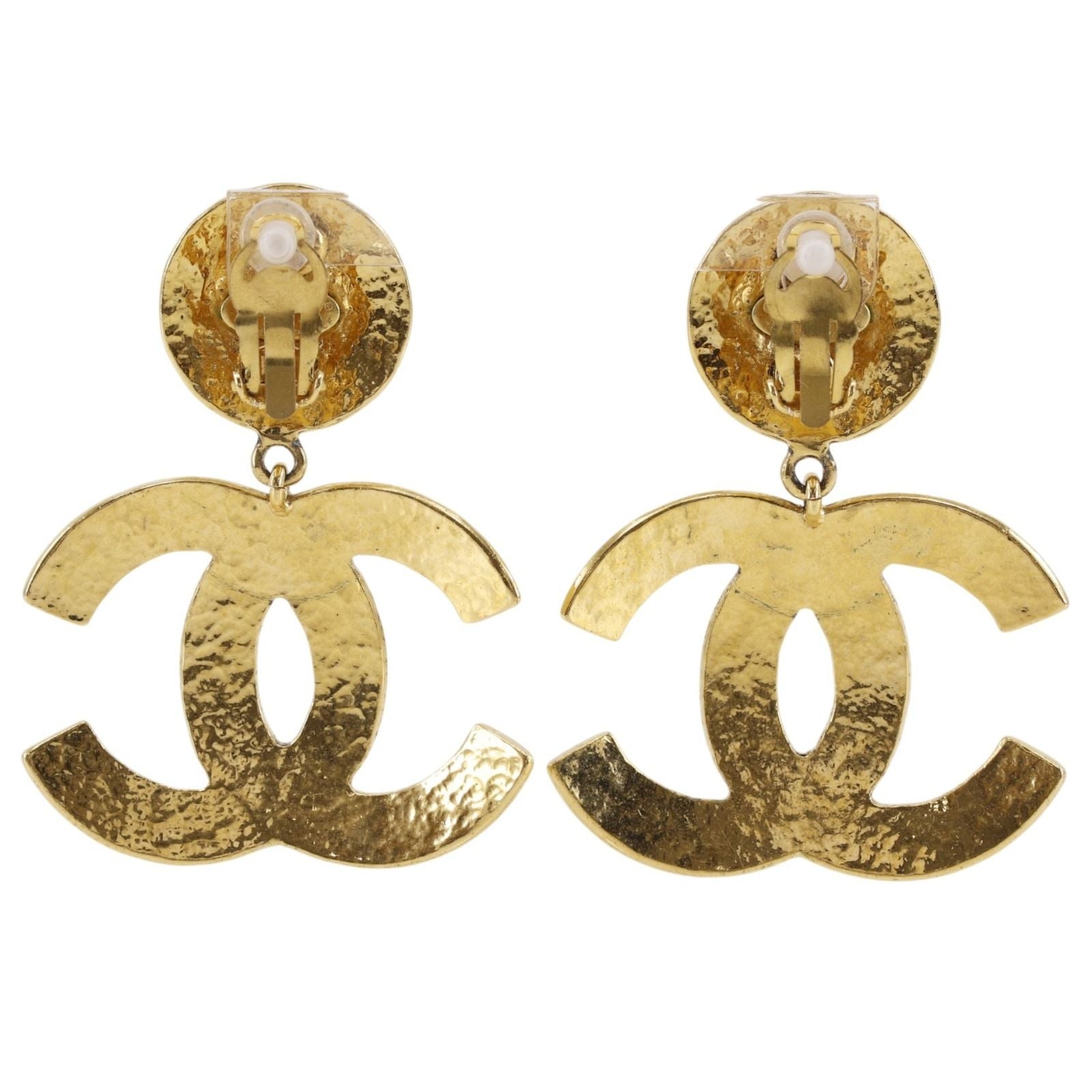 Chanel CC Logo Quilted Vintage Gold Plated Earrings — view 3
