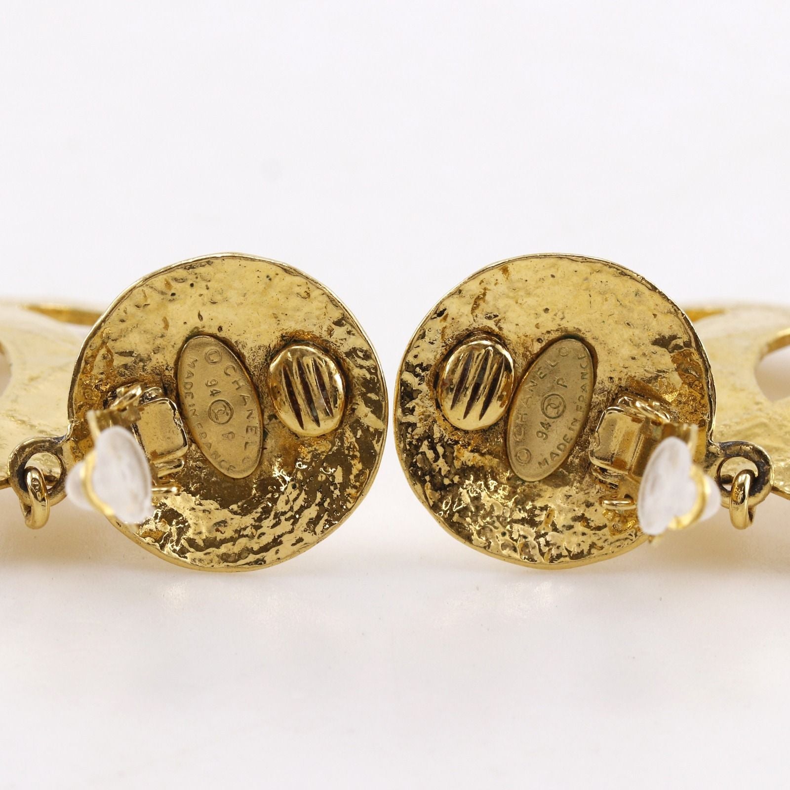 Chanel CC Logo Quilted Vintage Gold Plated Earrings — view 4