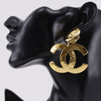 Chanel CC Logo Quilted Vintage Gold Plated Earrings — view 2