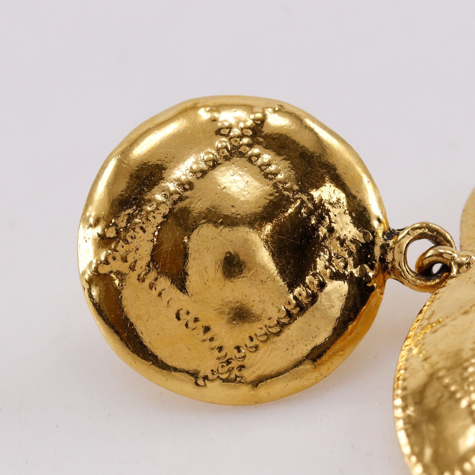 Chanel CC Logo Quilted Vintage Gold Plated Earrings — view 8