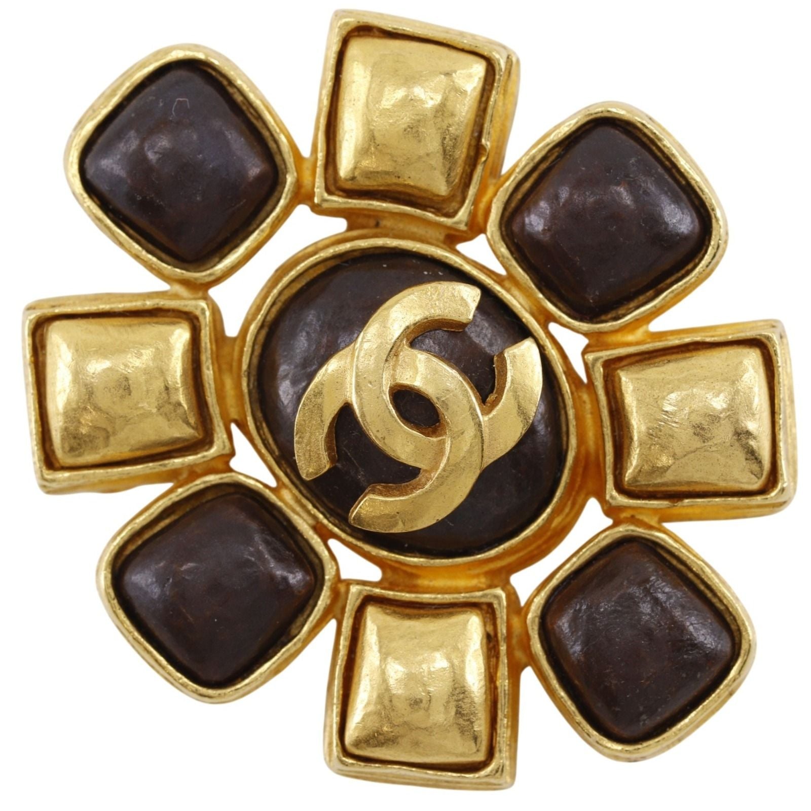 Chanel CC Logo Vintage Gold Plated Brooch