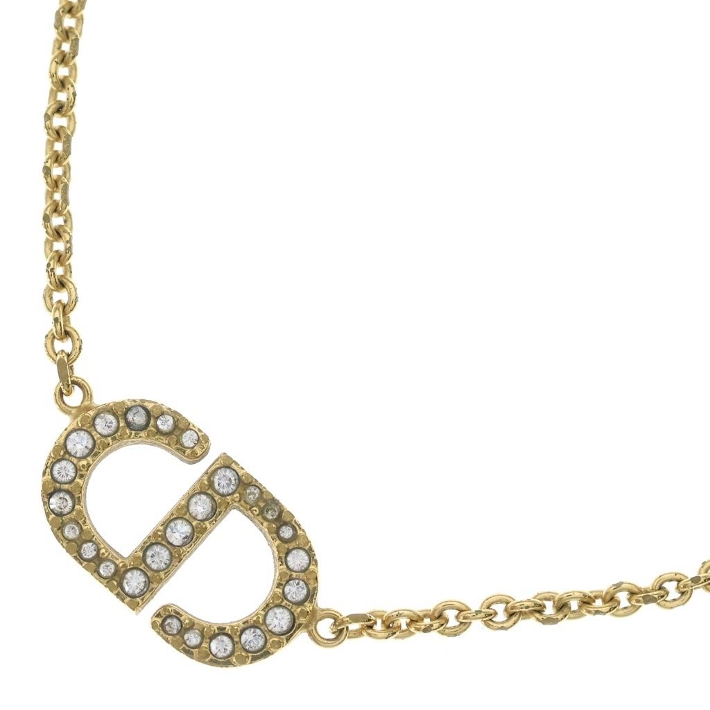 Dior Petit CD Lightstone Logo Necklace Gold