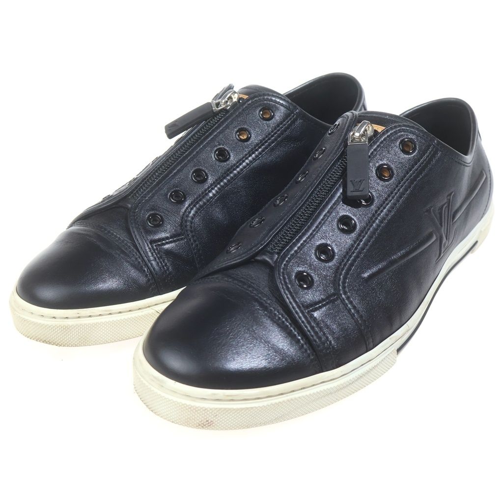 Louis Vuitton Center Zip Leather Low Cut Sneakers Black — view 2