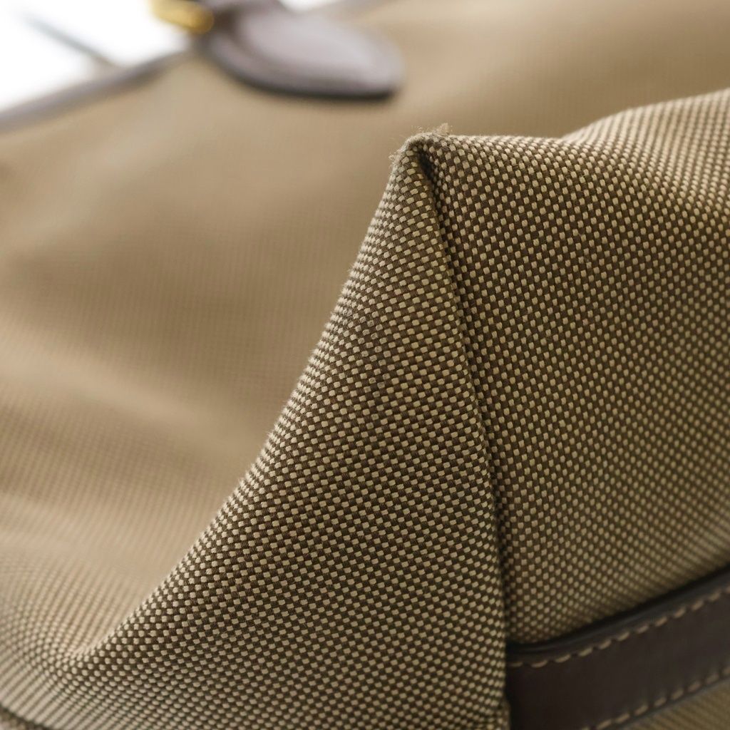 Prada Logo Jacquard Canvas Leather Hand Bag Beige — view 7