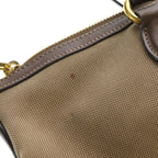 Prada Logo Jacquard Canvas Leather Hand Bag Beige — view 6