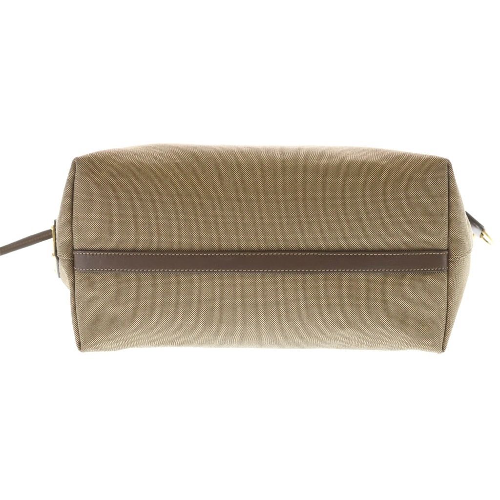 Prada Logo Jacquard Canvas Leather Hand Bag Beige — view 4