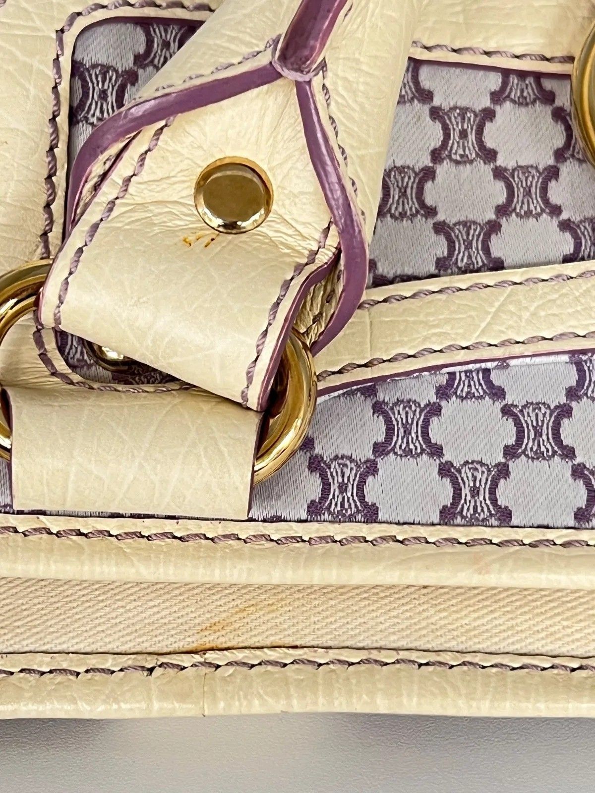 Celine Handbag Macadam Pattern Purple White — view 9