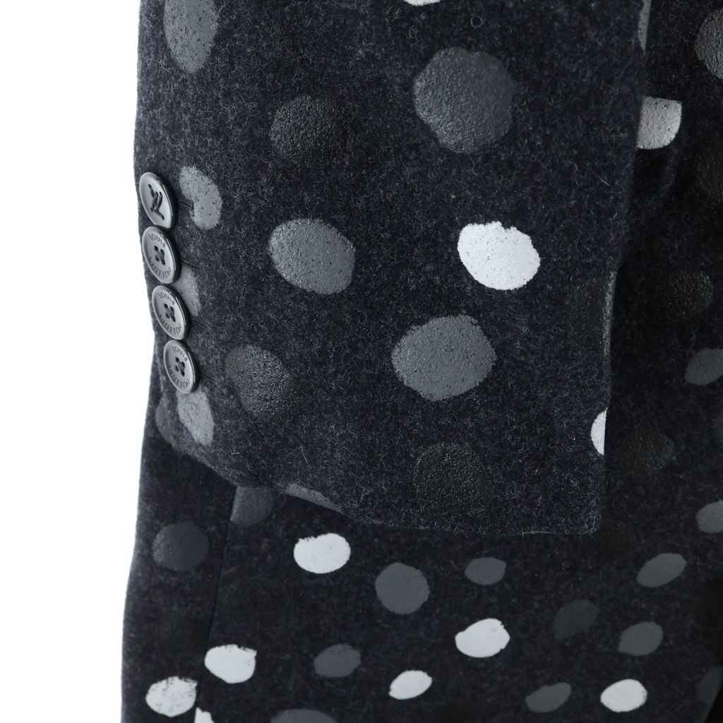 Louis Vuitton YK Painted Dots Jacket Xk4 Yayoi Kusama Wool Chesterfield Gray — view 5
