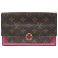 Louis Vuitton Monogram Portefeuille Floral Chain Leather Shoulder Bag Brown