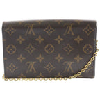 Louis Vuitton Monogram Portefeuille Floral Chain Leather Shoulder Bag Brown — view 2