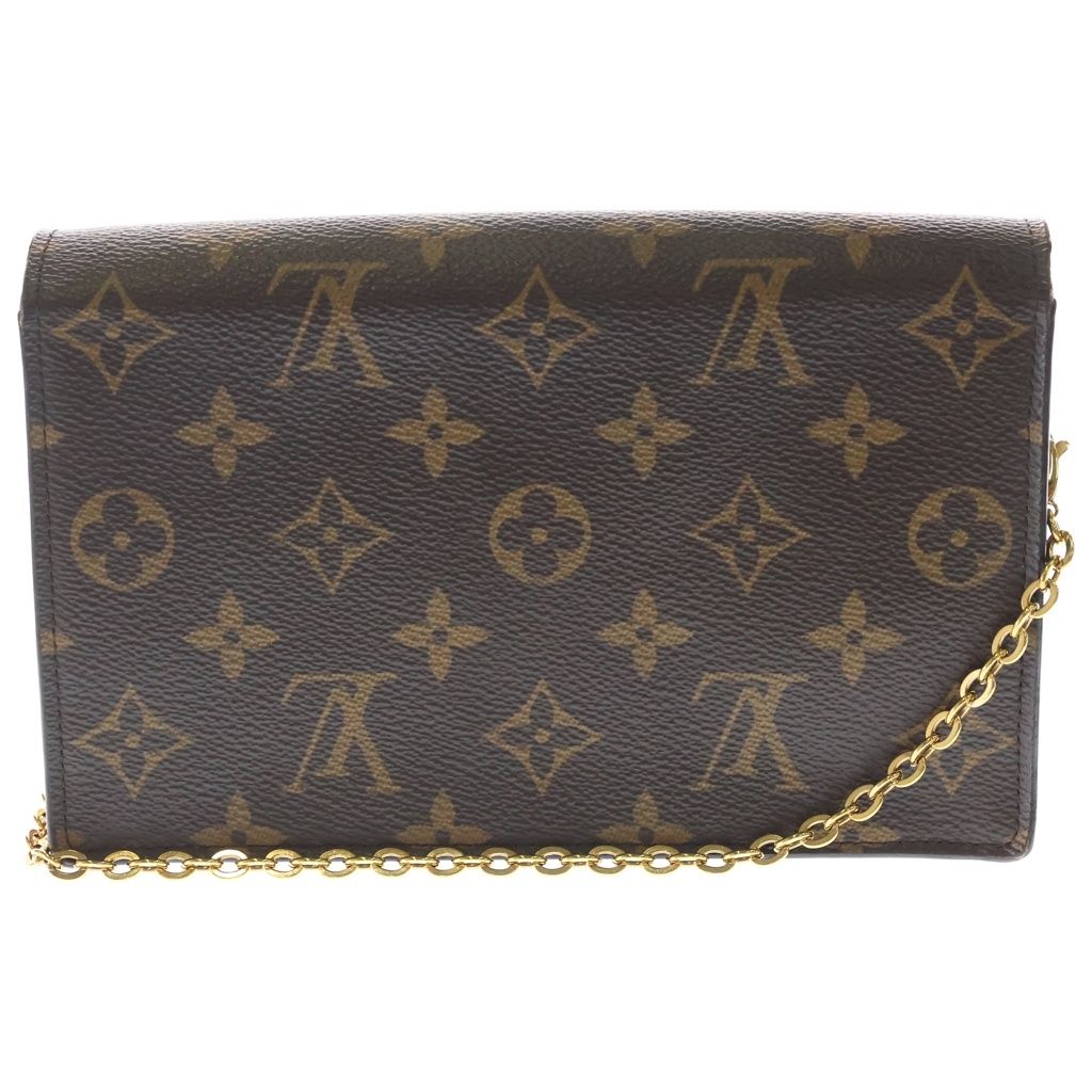 Louis Vuitton Monogram Portefeuille Floral Chain Leather Shoulder Bag Brown — view 2