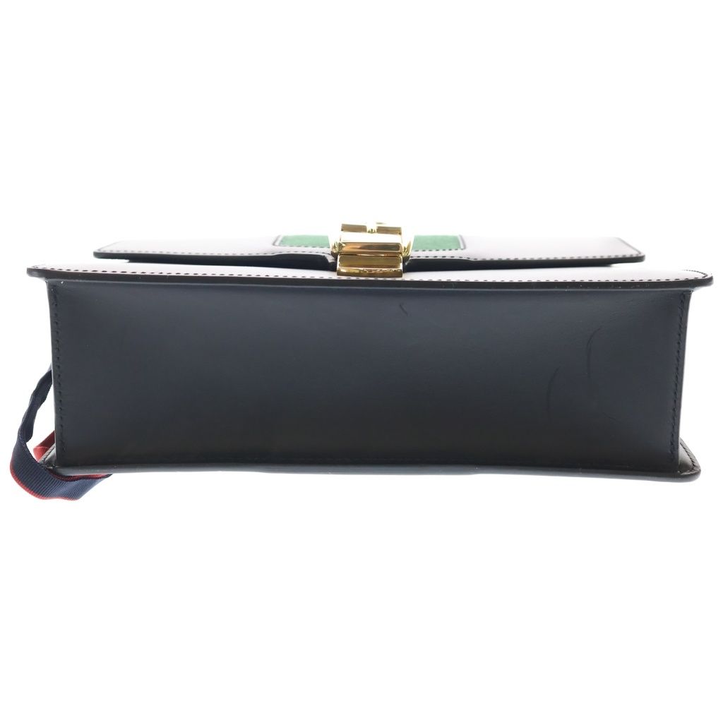 Gucci Sylvie Shoulder Bag Black Leather Gold — view 4