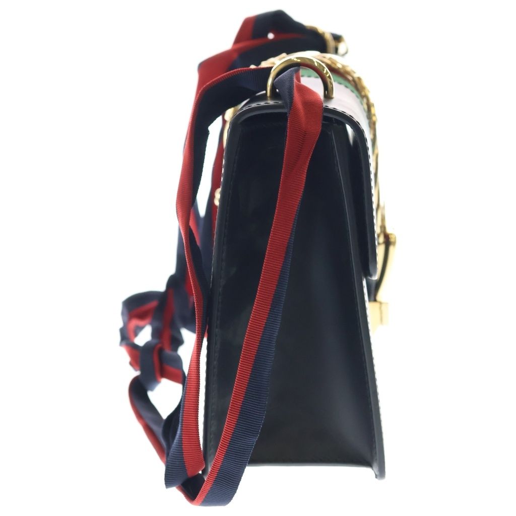 Gucci Sylvie Shoulder Bag Black Leather Gold — view 3