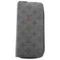 Louis Vuitton Monogram Shadow Zippy Wallet Vertical Card Case Gray Leather