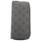 Louis Vuitton Monogram Shadow Zippy Wallet Vertical Card Case Gray Leather