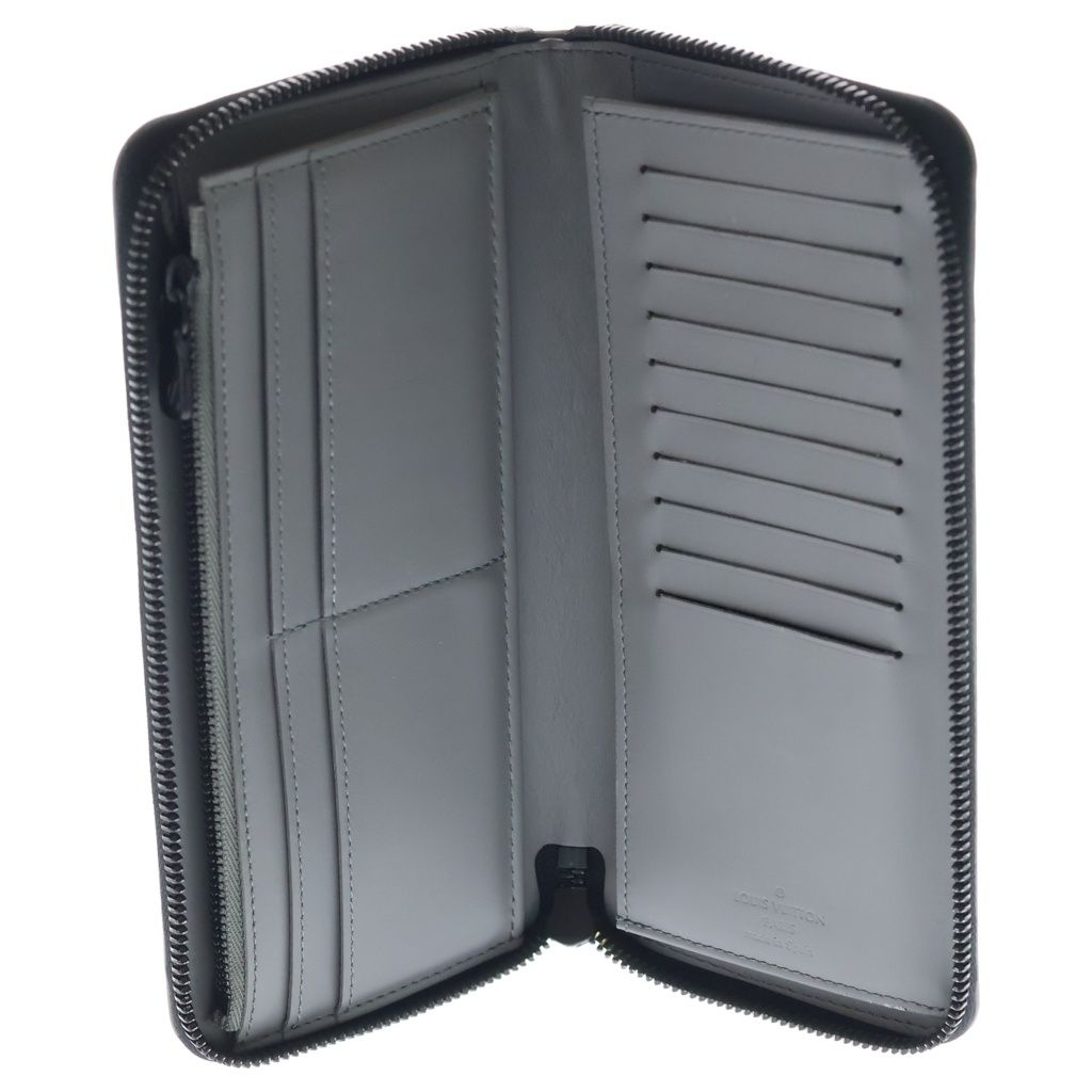 Louis Vuitton Monogram Shadow Zippy Wallet Vertical Card Case Gray Leather — view 4