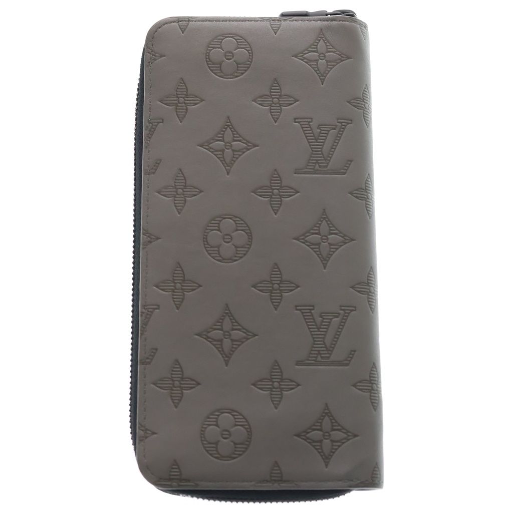 Louis Vuitton Monogram Shadow Zippy Wallet Vertical Card Case Gray Leather — view 2