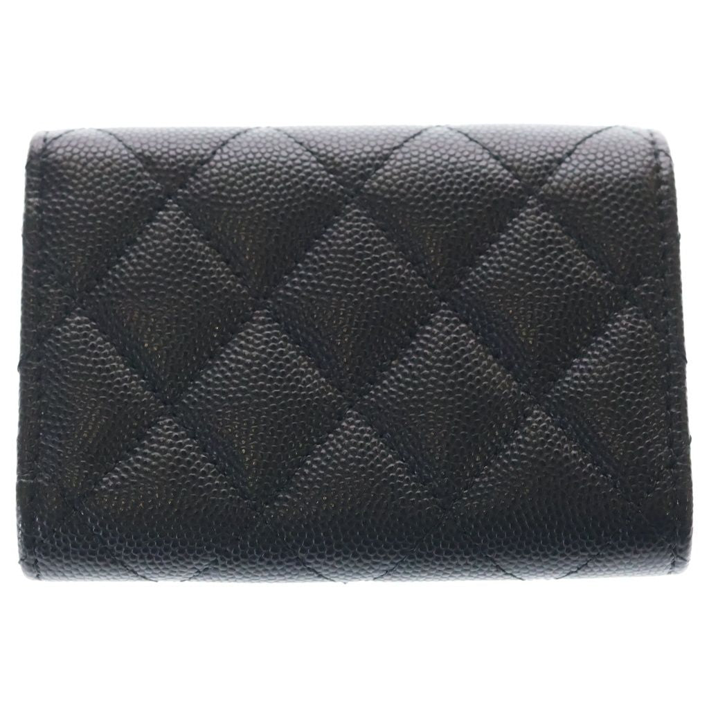 Chanel Quilted Heart Spade Compact Wallet Trifold Coin Case Black Caviar — view 2