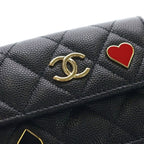 Chanel Quilted Heart Spade Compact Wallet Trifold Coin Case Black Caviar — view 5