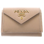 Prada Saffiano Leather Trifold Wallet Beige