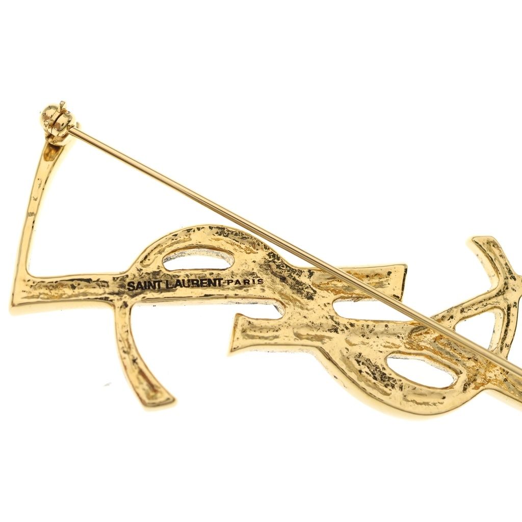 Saint Laurent Paris YSL Cassandra Brooch Gold Charm — view 5