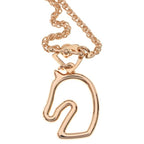 Hermes Tonnerre PM Cheval Brown Glace Chain Necklace Pink Gold — view 4