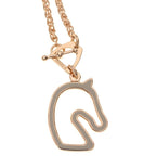 Hermes Tonnerre PM Cheval Brown Glace Chain Necklace Pink Gold — view 3