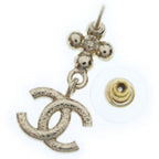 Chanel CC Logo Rhinestone Earrings Silver Metal — view 5