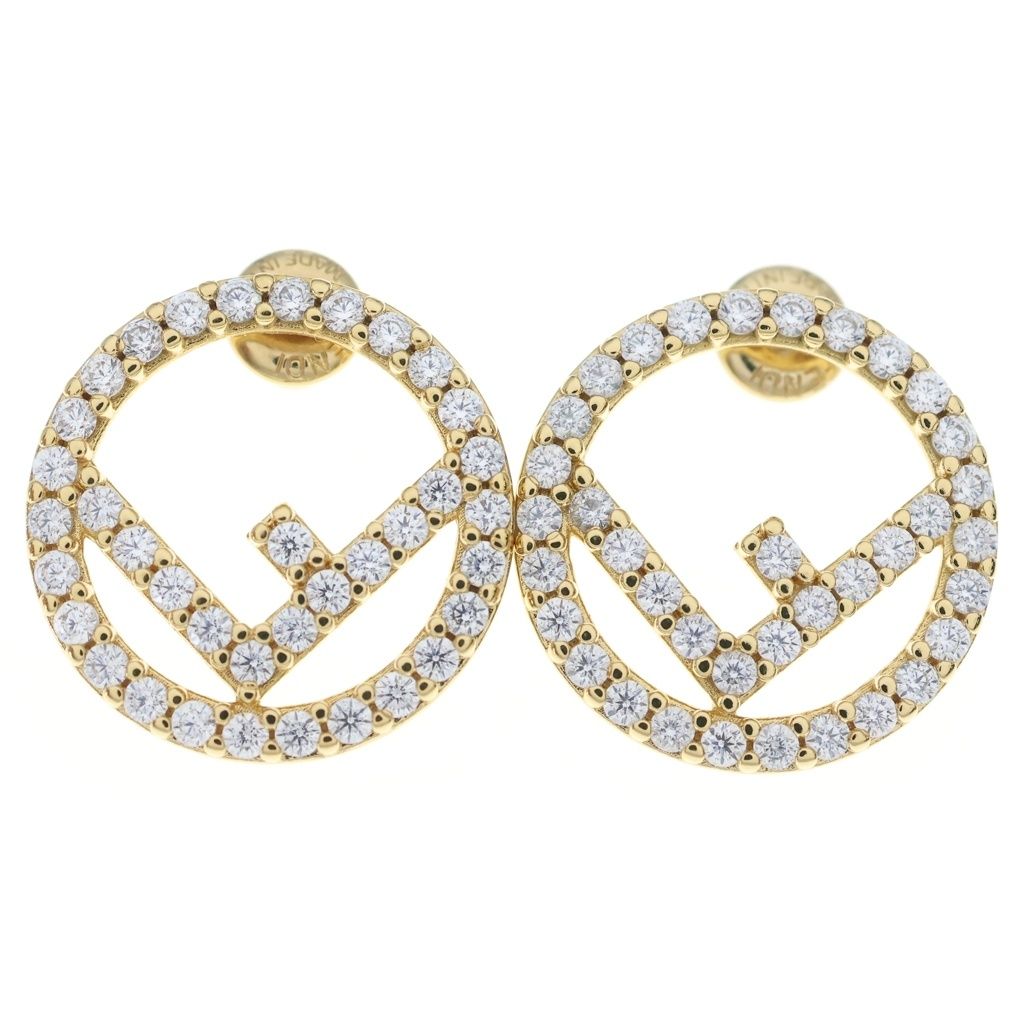Fendi Rhinestone Earrings Gold