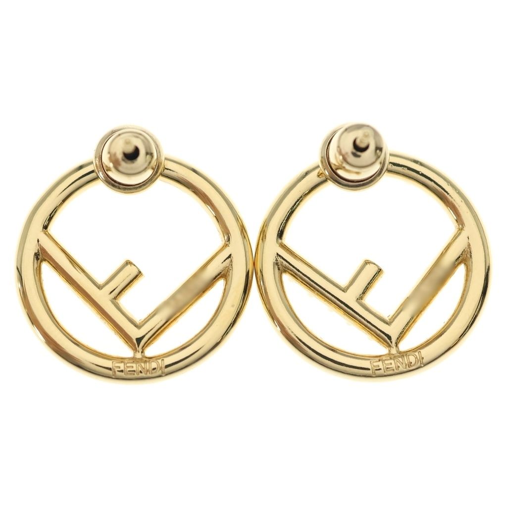 Fendi Rhinestone Earrings Gold — view 2