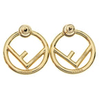 Fendi Rhinestone Earrings Gold — view 2