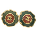 Chanel CC Logo Flower Earrings Gold