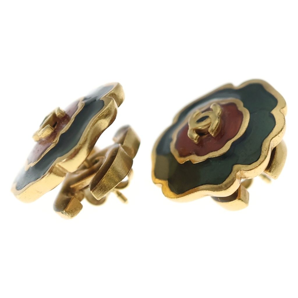 Chanel CC Logo Flower Earrings Gold — view 3