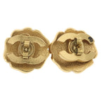 Chanel CC Logo Flower Earrings Gold — view 2