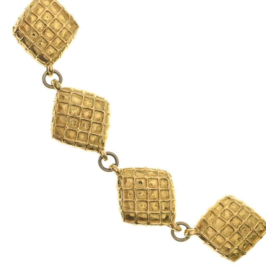 Chanel Quilted Diamond Gold Plated Necklace Choker