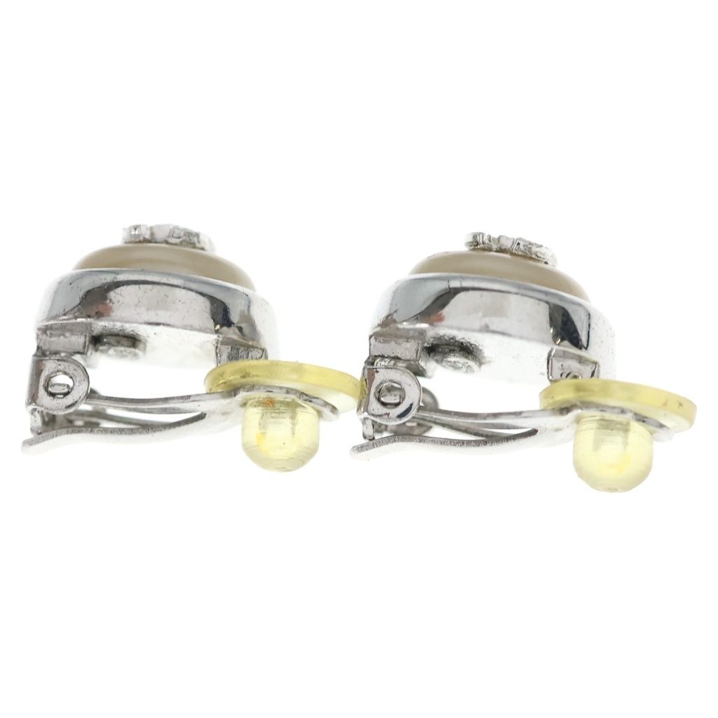 Chanel CC Logo Faux Pearl Earrings Silver — view 3